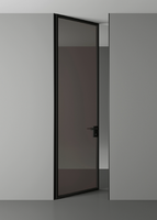 Скрытая дверь Реверс INVISIBLE BLACK EDITION с черной алюминиевой кромкой 59мм (Комплект: полотно, коробка, замок и петли AGB)