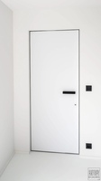 Скрытая дверь INVISIBLE BLACK EDITION с черной алюминиевой кромкой 41мм (Комплект: полотно, коробка, замок и петли AGB)